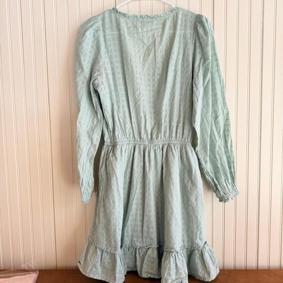 American Eagle Wrap Dress Mint Green Textured Ruffle Sleeve Mini -Size M- - Picture 2 of 8